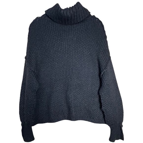 Wooden Ships Black Chunky Turtleneck Sweater Sz S/M Mohair Wool Balloon Sleeves - Picture 2 of 16